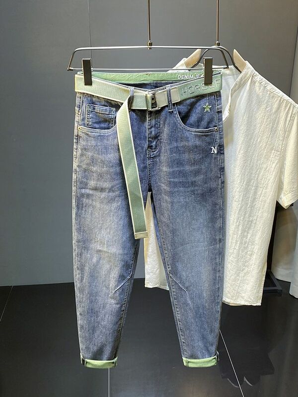 Jeans casual estilo coreano masculino, jeans streetwear, roupas de grife de luxo de alta qualidade, primavera, outono, novo