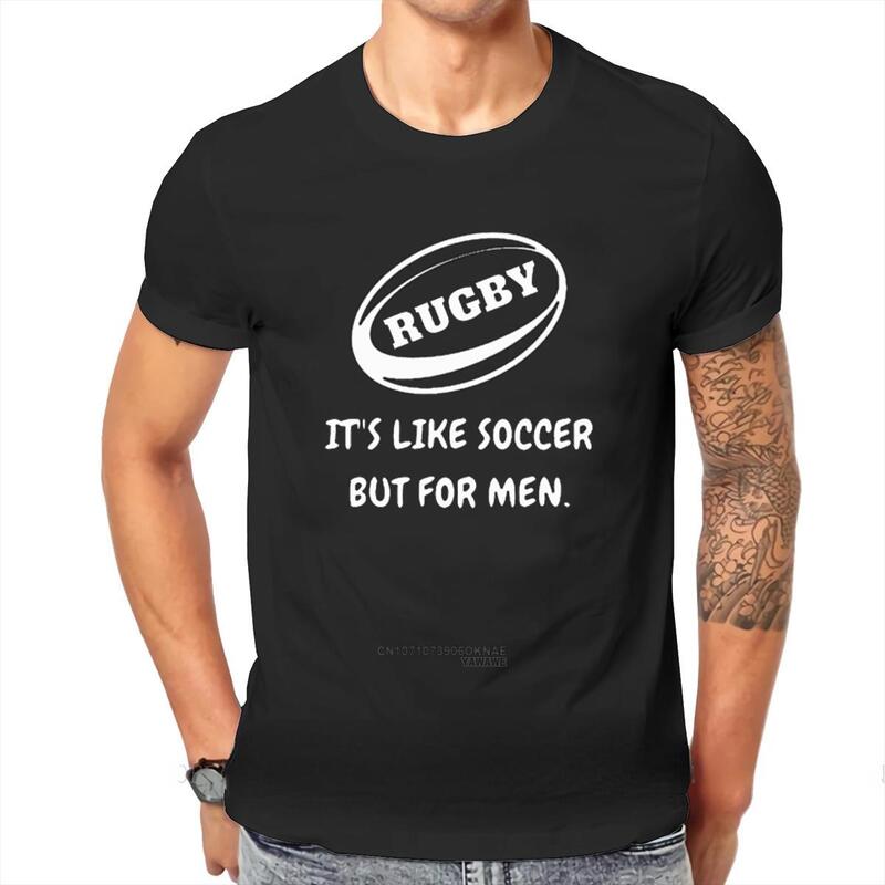 Camiseta gráfica masculina de rugby, manga curta, gola O, casual, tops de verão, é como futebol, mas, roupas de marca, novo