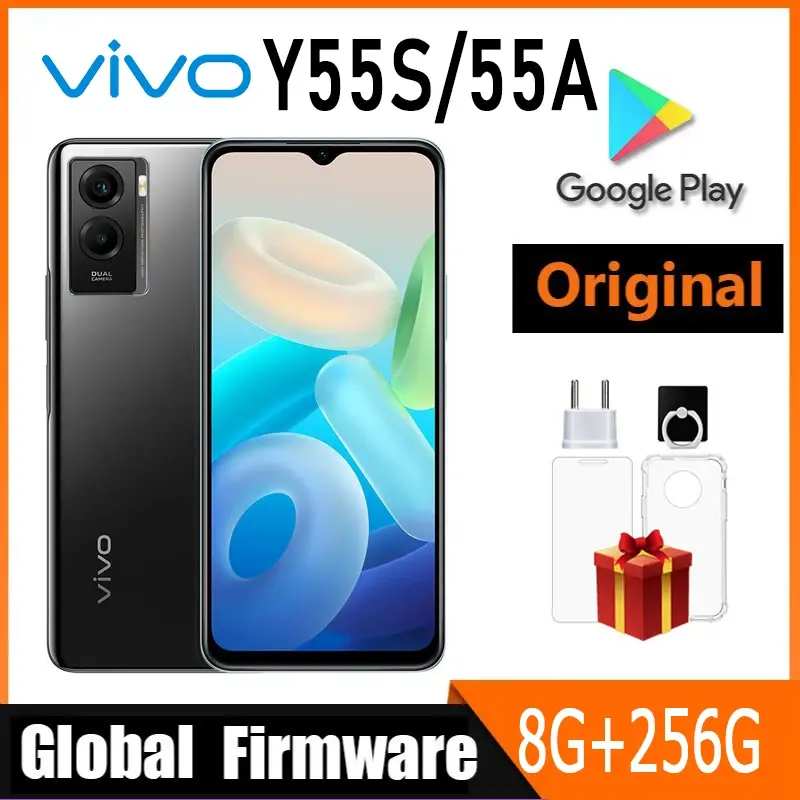 Oprogramowanie sprzętowe na cały świat Vivo Y55S/Y55A 5G telefon komórkowy Android 11 8 RAM 256 ROM 6.58 "60Hz MTk wymiarowość 700 6000mAh duża bateria 18W
