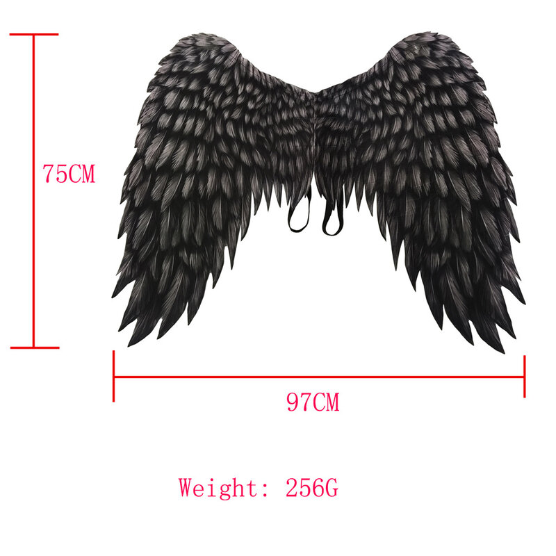 Foldable Non-Woven Printed Black and White Devil Archangel Wings Halloween Carnival Show Props Decoration