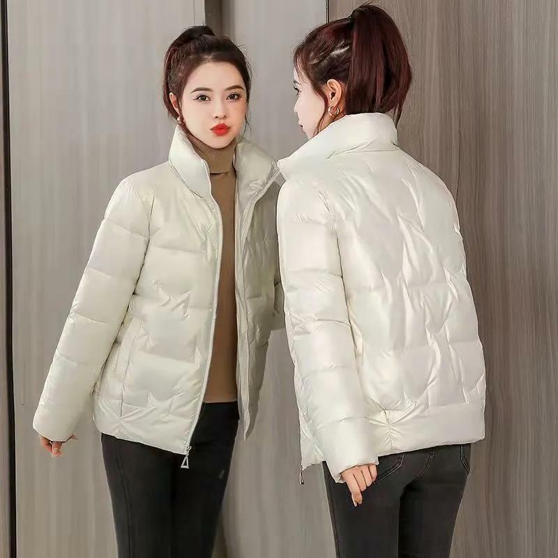 여성용 광택 코튼 패딩 재킷, 여성용 파카, 루즈하고 짧은, 두껍고 따뜻한, 캐주얼 여성 외투, 겨울, 2024, 새로운 패션