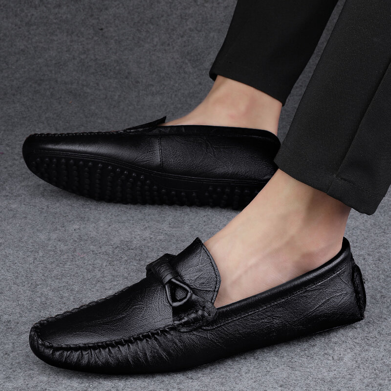 2022 moda italiana mocassins sapatos de couro genuíno deslizamento em apartamentos sapatos casuais para homens casamento formal sapatos