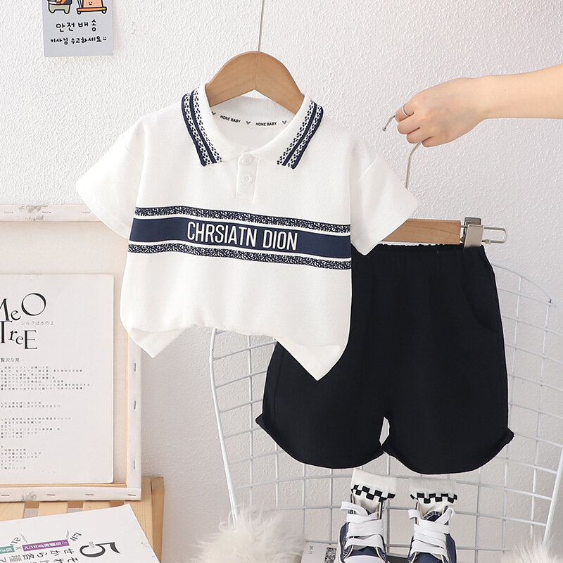 New Summer Baby Clothes Suit Children Boys Letter T-Shirt Shorts 2Pcs/Sets Girls Clothing Toddler Casual Costume Kids Sportswear