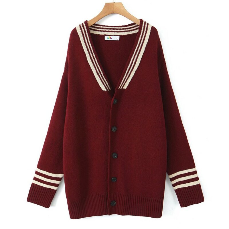 2023 Autumn Good Quality Clothes Women Cardigan Plus Size Jacquard Casual Stripe Sweaters Loose V-Neck Knitted Coat Curve Winter