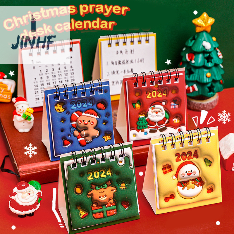 2024 Kerst Mini 3d Cartoon Patroon Tafelkalender Student Desktop Decoratie Dagelijkse Klok In Zelfdiscipline Kleine Kalender