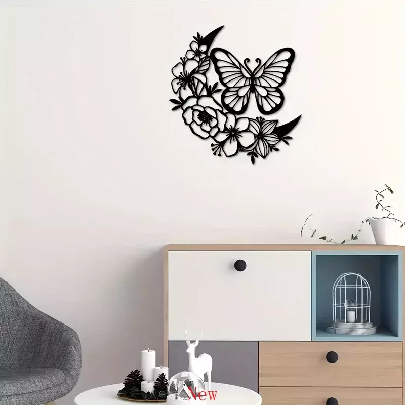 Papillon mural moderne en métal, fleur, décoration de la maison, salon, chambre à coucher, décor de saisi d'anniversaire, 007