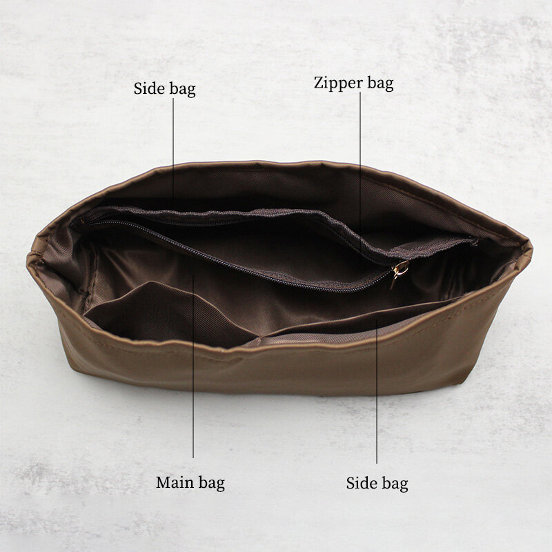 TINBERON Nylon Bag Organizer Handbag Inner Bag Purse Insert Cosmetic Bag Portable Travel Storage Makeup Bag Liner Support Shaper