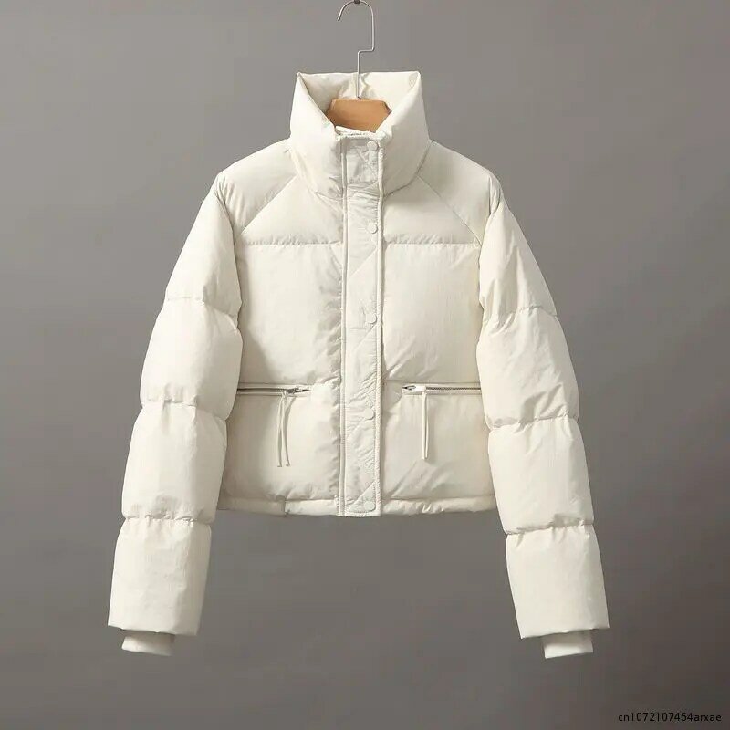 여성용 겨울 재킷, 한국 패션 폴리에스터 따뜻한 지퍼 패딩 코트, 여성 단색 두꺼운 따뜻한 퍼퍼 파카 재킷