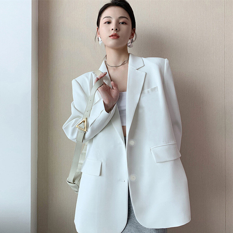 Frauen lässig Blazer koreanisch alle passen Anzug Mantel Büro Dame Tops Mode Outwear Damen Einreiher Jacken Frühling