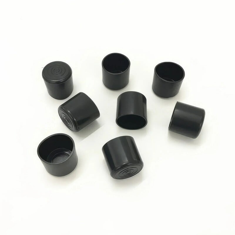 10Pcs Round Black Chair Table Feet Tube Cover 25mm Pipe Tubing End Cover PVC Soft Rubber Caps for Furniture Legs Protectors