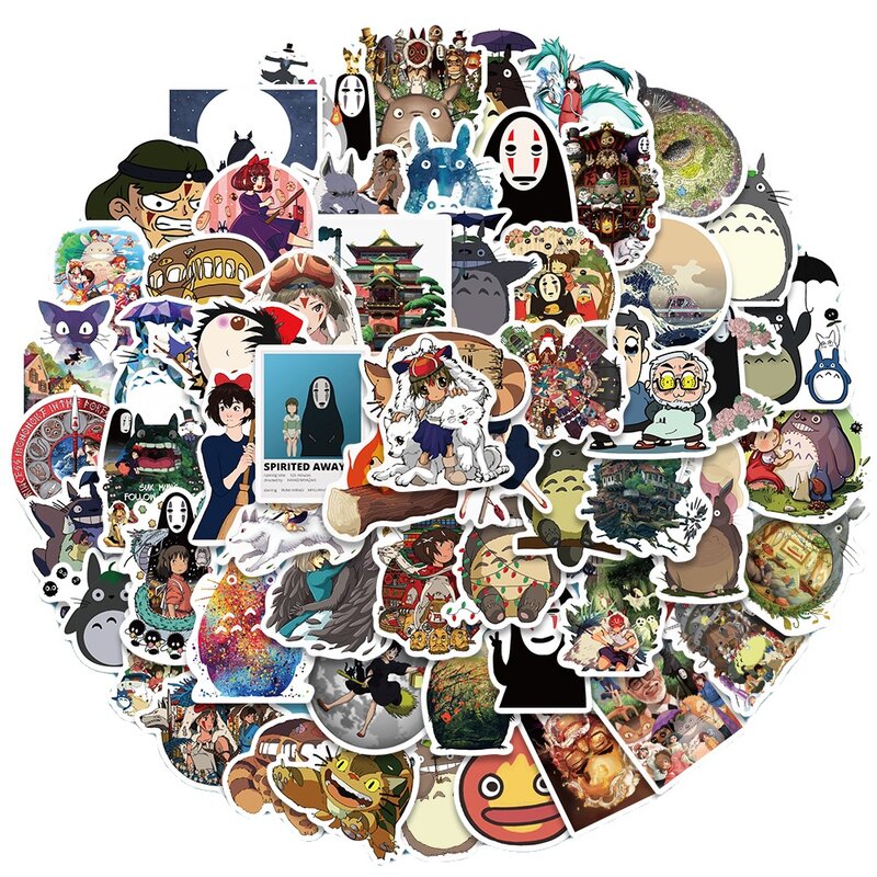 Ghibmovies Hayao Yazaki Cartoon Graffiti Stickers, Autocollants, Casque, Skateboard, Ordinateur portable, Moto, Autocollants, Jouets, Décoration, 10 Pcs, 25 Pcs, 50 Pcs, 100Pcs