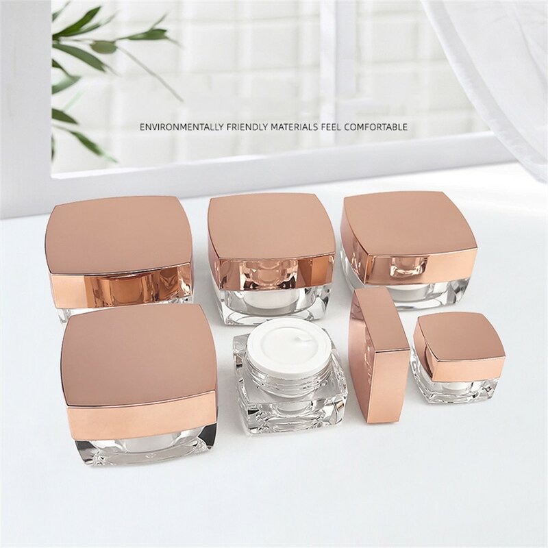 5-50g Empty Face Cream Jar Square Lotion Bottles Acrylic Cosmetic Container Travel Clear Makeup Pot Refillable Sample Bottle