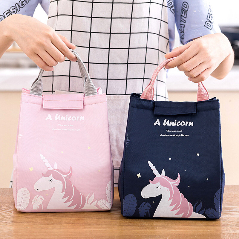 Cartoon Print Thickened Thermal Insulation Portable Lunch Box Bag Casual Large Capacity Lunch Bags for Girls Outdoor Picnic Bag