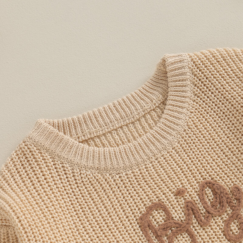 子供のための刺embroidery付きニットセーター,大きなブラザーズロンパー,幼児のための一致する服,男の子のセーター