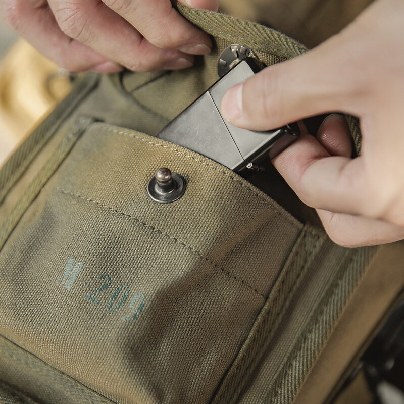 Винтажная тактическая Сумка-тоут Maden M209, холщовая уличная сумочка-тоут через плечо с магнитной пряжкой, квадратная поясная сумка