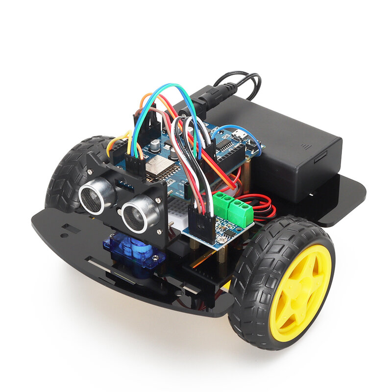 New 2WD Smart Robot Car Kit For ESP8266 ESP-12E D1 Wifi Board For Arduino Control by Mobile Ultrasonic Module Training Kit
