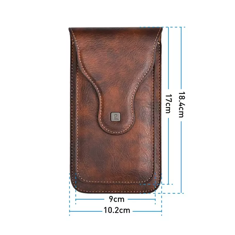 Vintage Mobile Phone Case Cover Pack Men PU Leather Waist Bag with hook clip Phone Holster Travel Hiking Cell Belt Pouch Purse