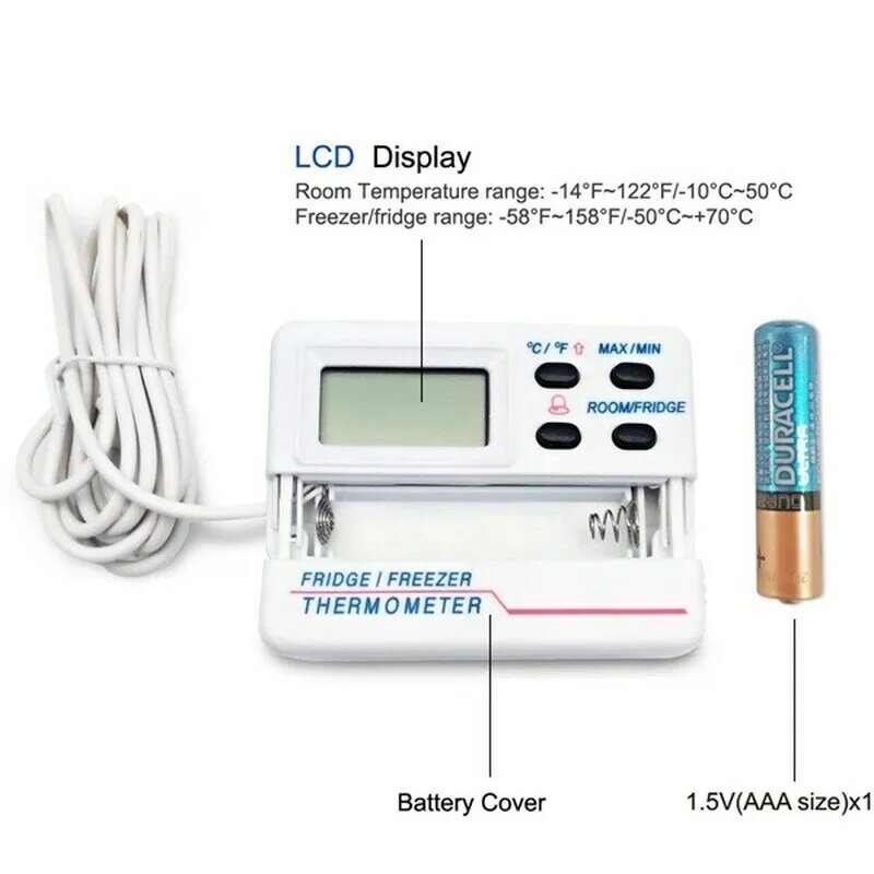 Termómetro Digital con función de alarma, refrigerador, congelador, imán