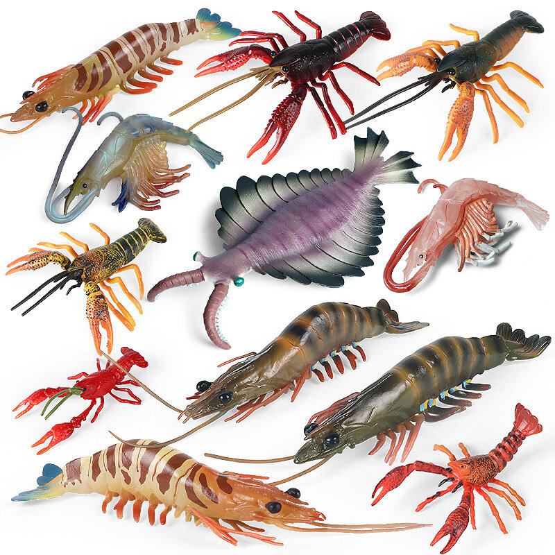 Simulasi Model Kehidupan Laut Hewan Aksi Lobster Kepiting Crayfish Hermit Kepiting Gurita Keong Figur Patung Mainan untuk Anak-anak Hadiah
