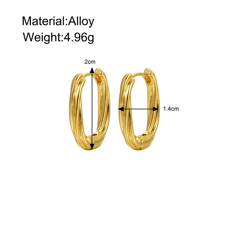 Nuova fibbia vintage personalità creativa Twist orecchini a forma di U orecchini geometrici in metallo dorato