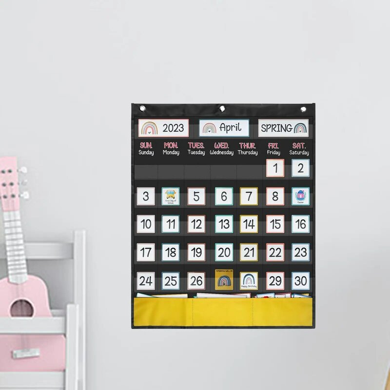 Calendrier mensuel de la salle d'irritation, tableau de poche, calendrier hebdomadaire de la maternelle avec zones de cartes, retour scolaire pour les enseignants, enfants