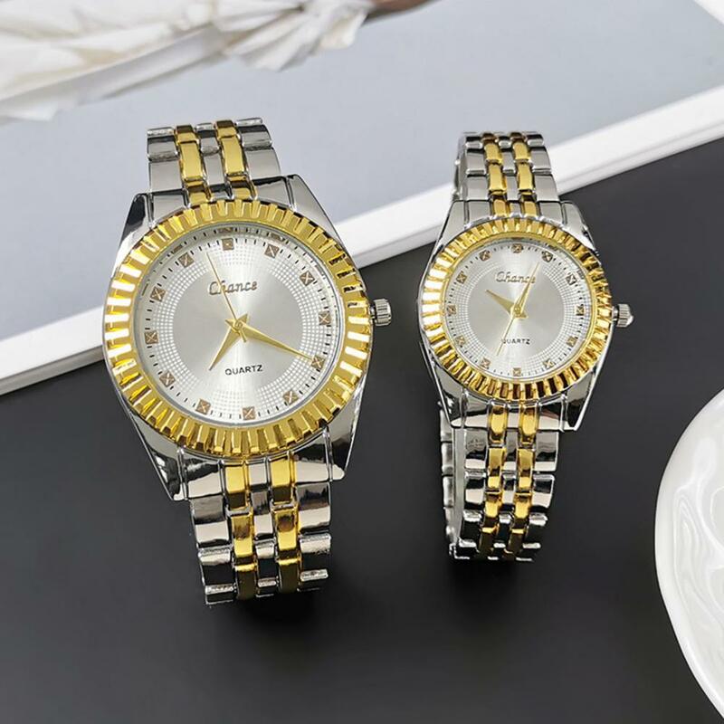 Relógios de quartzo elegantes unisex com alça redonda Dial Alloy, Timekeeping negócio, alta precisão relógios formais, casal