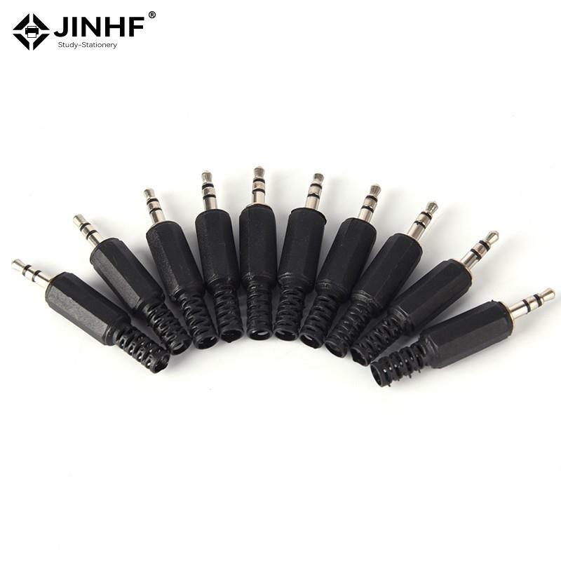 5 Stuks Zwart Plastic Puur Koperen Geleider Behuizing Audio Jack Plug Hoofdtelefoon Stereo 3.5 Mm Male Adapter