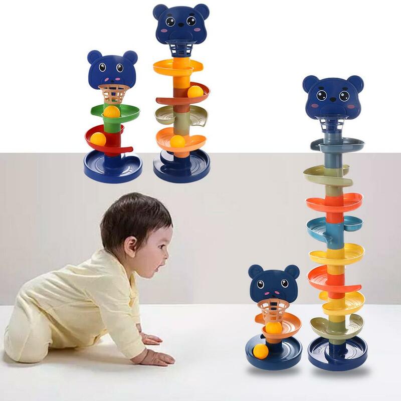 Stacking Toys Parent-Child Game Kids Gift Spin Track Toy Set Rotating Track Set Ball Drop Roll Swirling Tower Educational Toys