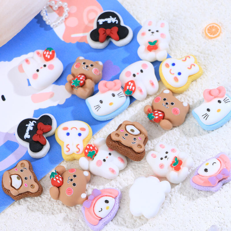 Cartoon 10Pcs Sanrios Kuromi Nail Accessories Cinnamoroll Melody Pompompurin Pochacco Hello Kitty Manicure Decoration Gifts Toys