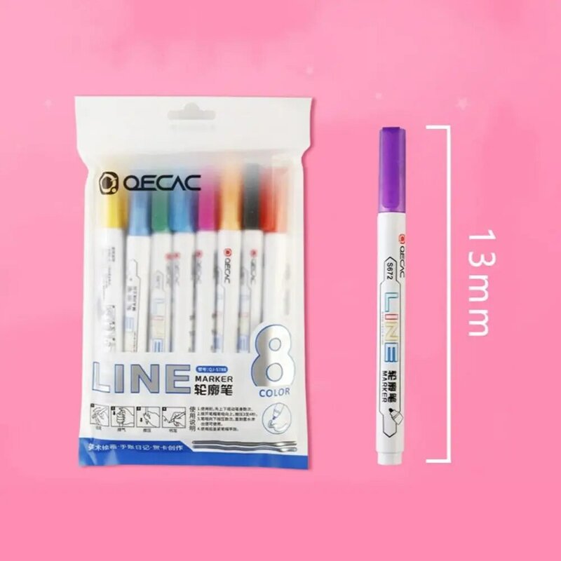 8 цветов «сделай сам», скрапбукинг, Рисование граффити, ручка для счета, художественный маркер, ручка с двойным контуром