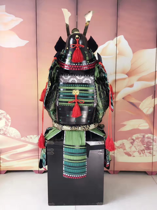일본 사무라이 갑옷 고대 장군 도쿠가와 이야수 의상, 일본 전사 갑옷 헬멧, 착용 가능한 탄소강
