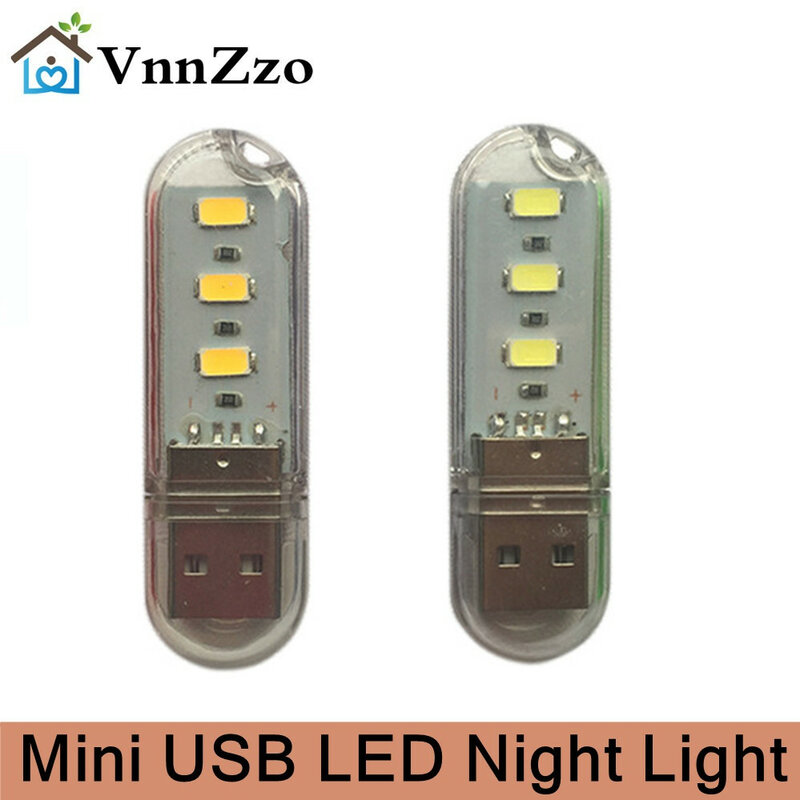 USB LED Buch Lichter 3LEDs SMD Led-lampe 5V Power Eingang Weiß 5000-6500K Warm Weiß 3000-3500K USB Nacht licht innen beleuchtung