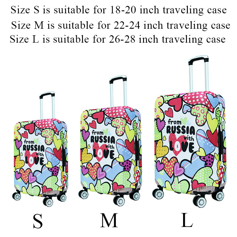 18-32 Inch Suitcase Protective Cover Elastic Luggage Protector Cartoon Heart Bear Printed Trolley Dust Cover Travel Accessories