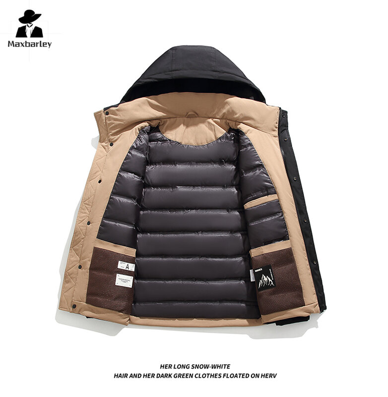 Winter Men's Short Down Jacket Top Three-proof Fabric Mountain Climbing Cold-proof Down Jacket Men's Hooded White Duck Down Coat
