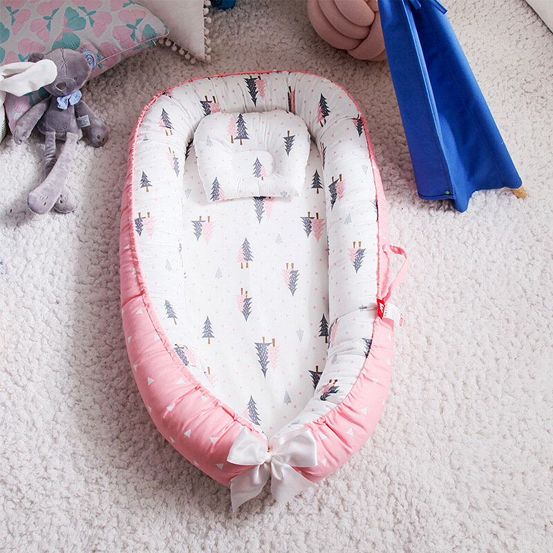 Складная Съемная портативная детская кроватка, бионическая полноразмерная детская подушка для кроватки, милая однотонная мультяшная оригинальность
