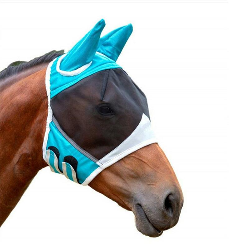 YFASHION Horse Mask Adjustable Breathable Anti-uv Anti-mosquito Pet Summer Eye Shield Mesh Fly Protective Cover