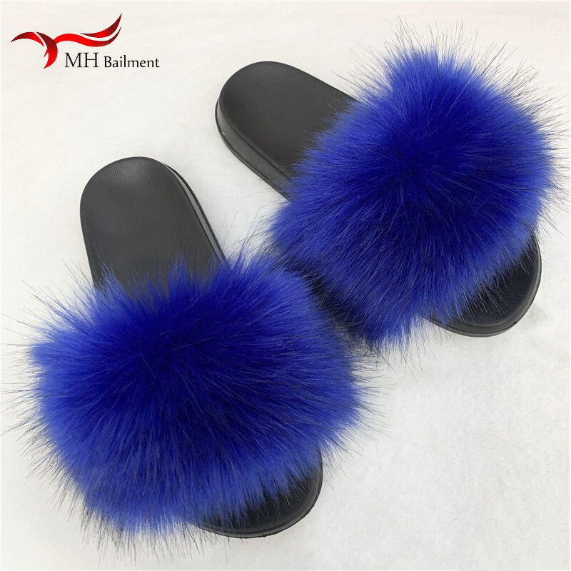 Pantofole in pelliccia sintetica donna casa Fluffy Flat Slides Winter Comfort Furry House scarpe dolci pantofola femminile infradito da interno