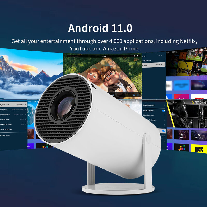 Проектор Progaga HY300 4K Android 11 WiFi 260 ANSI Allwinner H713 BT5.0 720P домашний кинотеатр портативный наружный проектор HY300 PRO