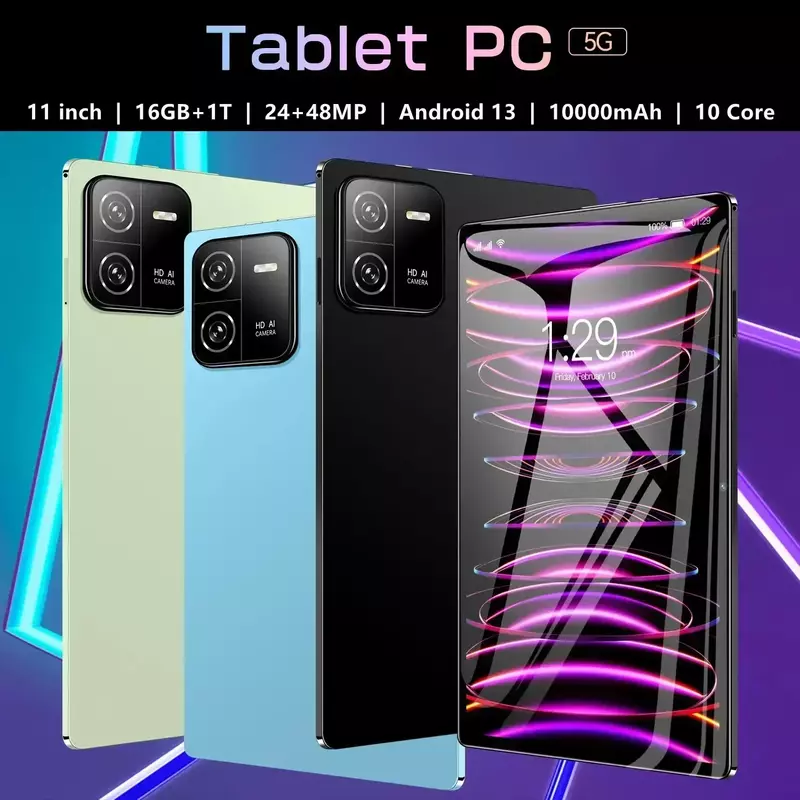2024 New Original Pad 6 Pro Tablet Android 13 16GB 1TB Dual SIM 10 Core WPS GPS Bluetooth 5G Network Phone Call Mi Tablet PC