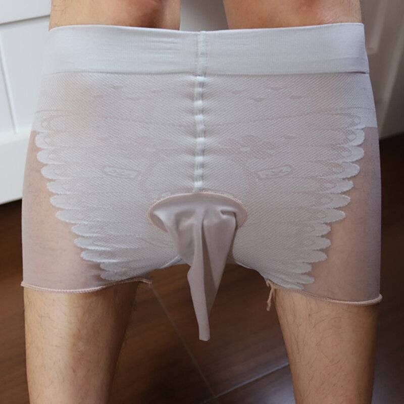 Boxer trasparenti da uomo See Through gay Lingerie slip con copertura del pene pantaloncini intimo in rete tronchi Sissy mutande Lingerie