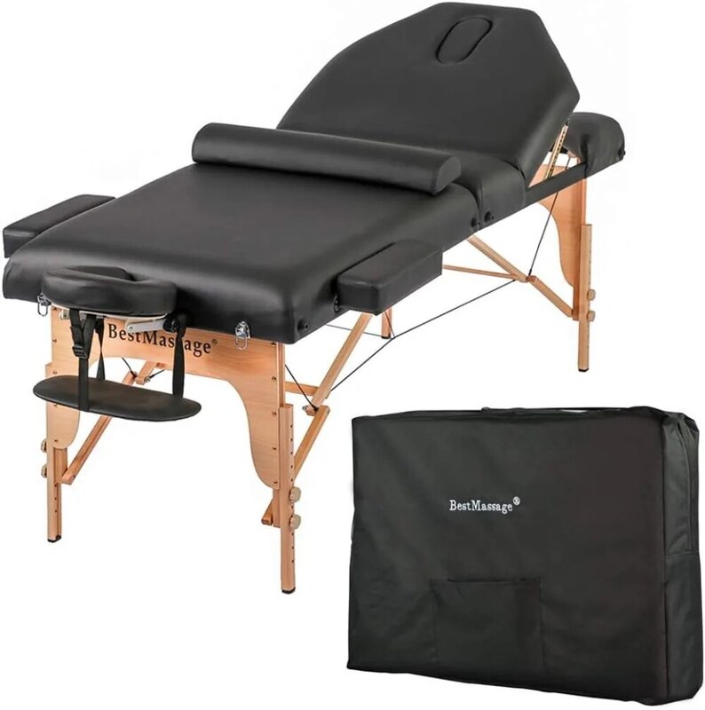 Mesa de masaje con almohadilla de espuma gruesa, cama de Spa de 77-86 pulgadas de largo y 30 pulgadas de ancho, 3 pliegues, 4 pulgadas