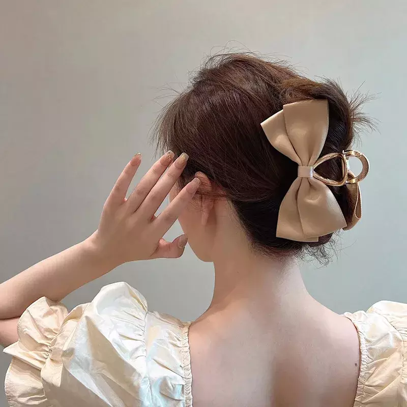 Корейский модный металлический зажим для волос с бантом, Высококачественный простой элегантный зажим для волос, зажим для волос, головной убор, аксессуары для волос для девочек и женщин