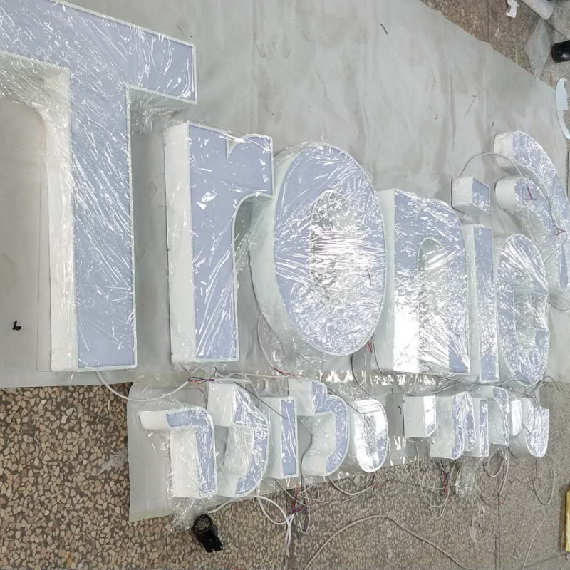 Factory Outlet niestandardowe zewnętrzne akrylowe podświetlane LED hebrajskie znaki sklepowe, wycinane hebrajskie litery ze stali nierdzewnej