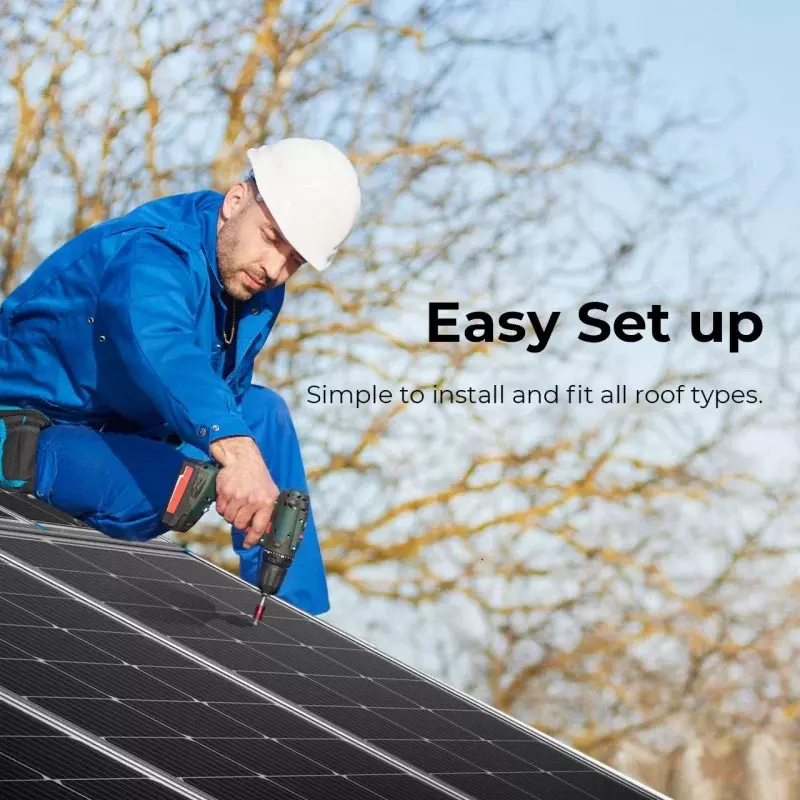 Renogy-Painéis solares de alta eficiência, módulo fotovoltaico monocristalino, carregador de energia para RV, Marine, Rooftop, Farm, Ba, 100 W, 12 V, 2pcs