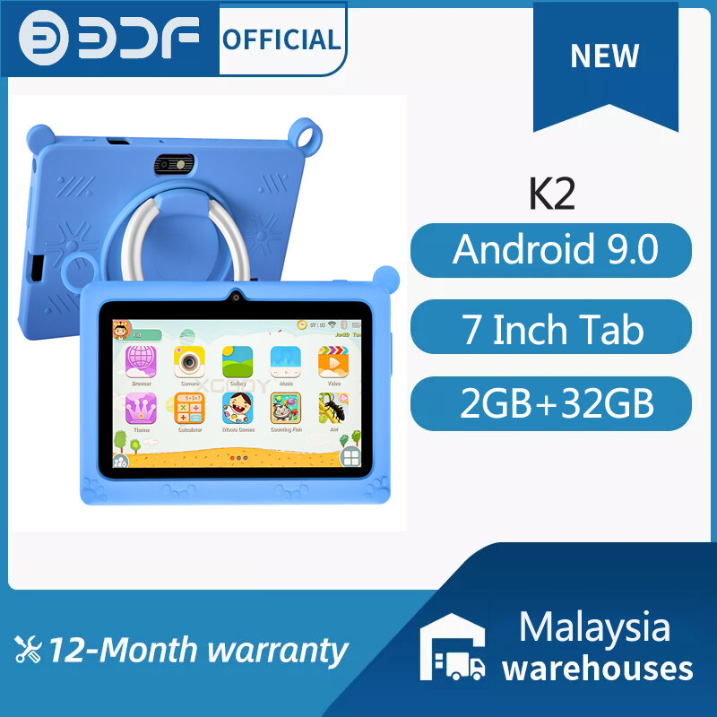 BDF 5G WIFI K2  7" Kids Tablet Android 9.0 2GB 32GB Quad Core WiFi Google Play Children Tablets Educational Gift 4000mAh Hebrew