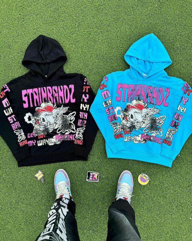 Retro Skull Letter Oversized Hoodie Harajuku Gothic Streetwear Hoodie Y2k Hip Hop Sweatshirt Mens Womens Pullover Hoodie Clothes