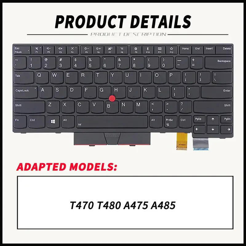 สำหรับ Lenovo ThinkPad US/Ru/BR/FR/KR/UK/PT/SP/de layout T470 T480 A475 A485แป้นพิมพ์แล็ปท็อป01HX459 SN20P41641 01AX364