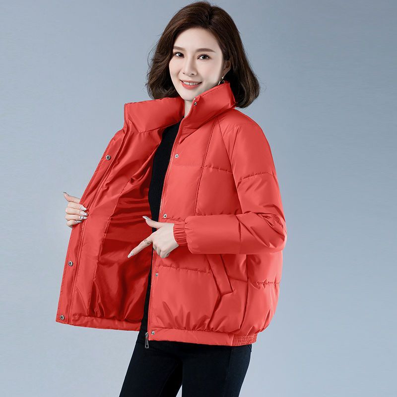 Jaket panjang katun untuk wanita, mantel musim dingin parka longgar tebal hangat luar ruang santai serbaguna 2023