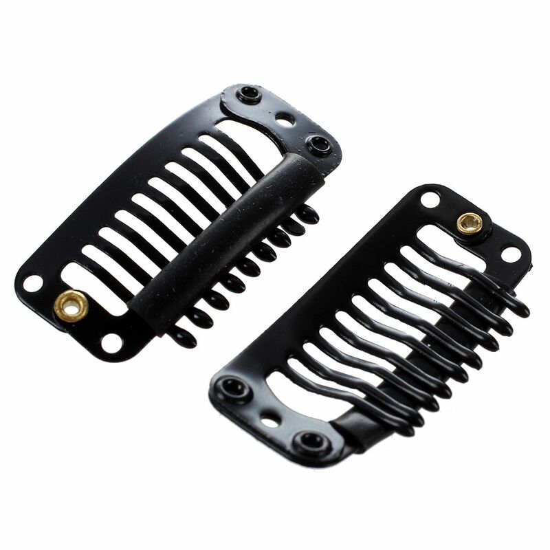 20pcs Black Nine-tooth Clip for hair extension snap clip for DIY use(Black)32MM L