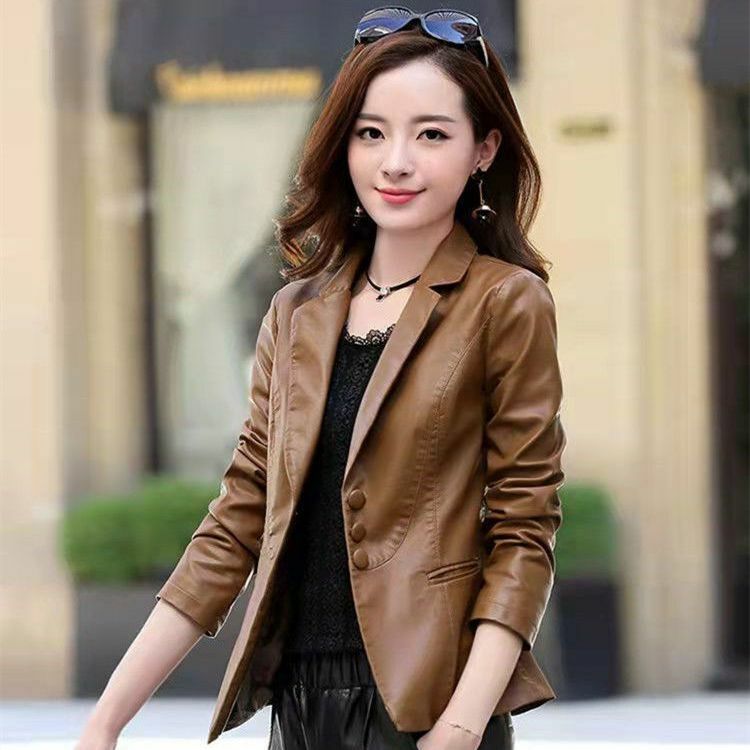 Women's Leather Spring Autumn2023 Free Shipping Fashion Simple Motorcycle Leather Jacket American Style Street Hip Hop Style Top